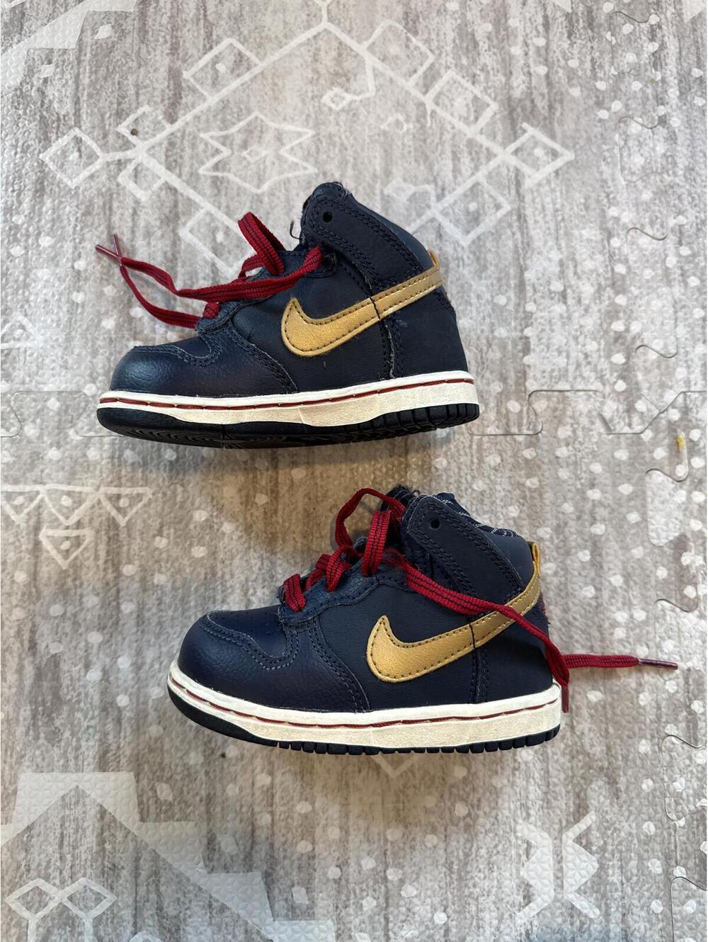 Nike Baby/Toddler High-Top Sneakers with Gold Swoosh and Red Laces